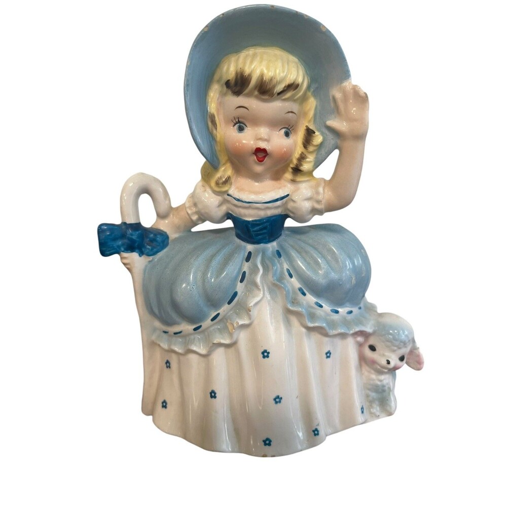 Vintage Little Bo Peep Vase Planter Napco c 1956 ~7.5”
